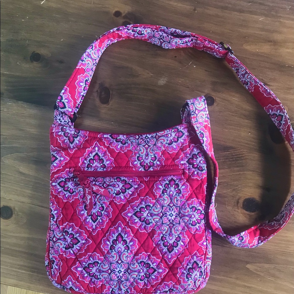Vera Bradley Red/Black Cross Body Purse, 10” X 10.5” - Picture 2 of 8